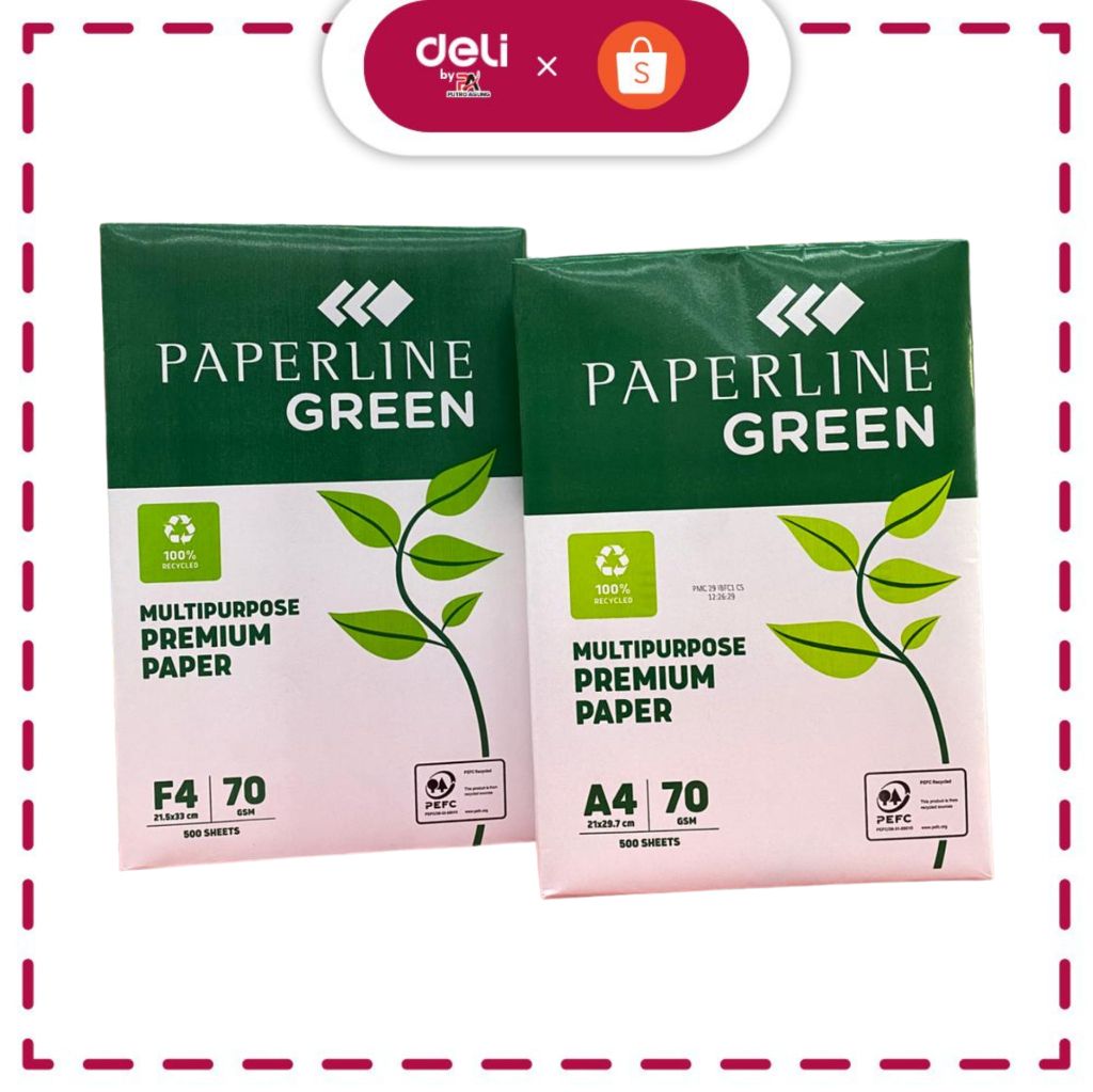 Kertas HVS Paperline Green 70 GSM - Ukuran A4/F4 Folio (Per 1 Rim)