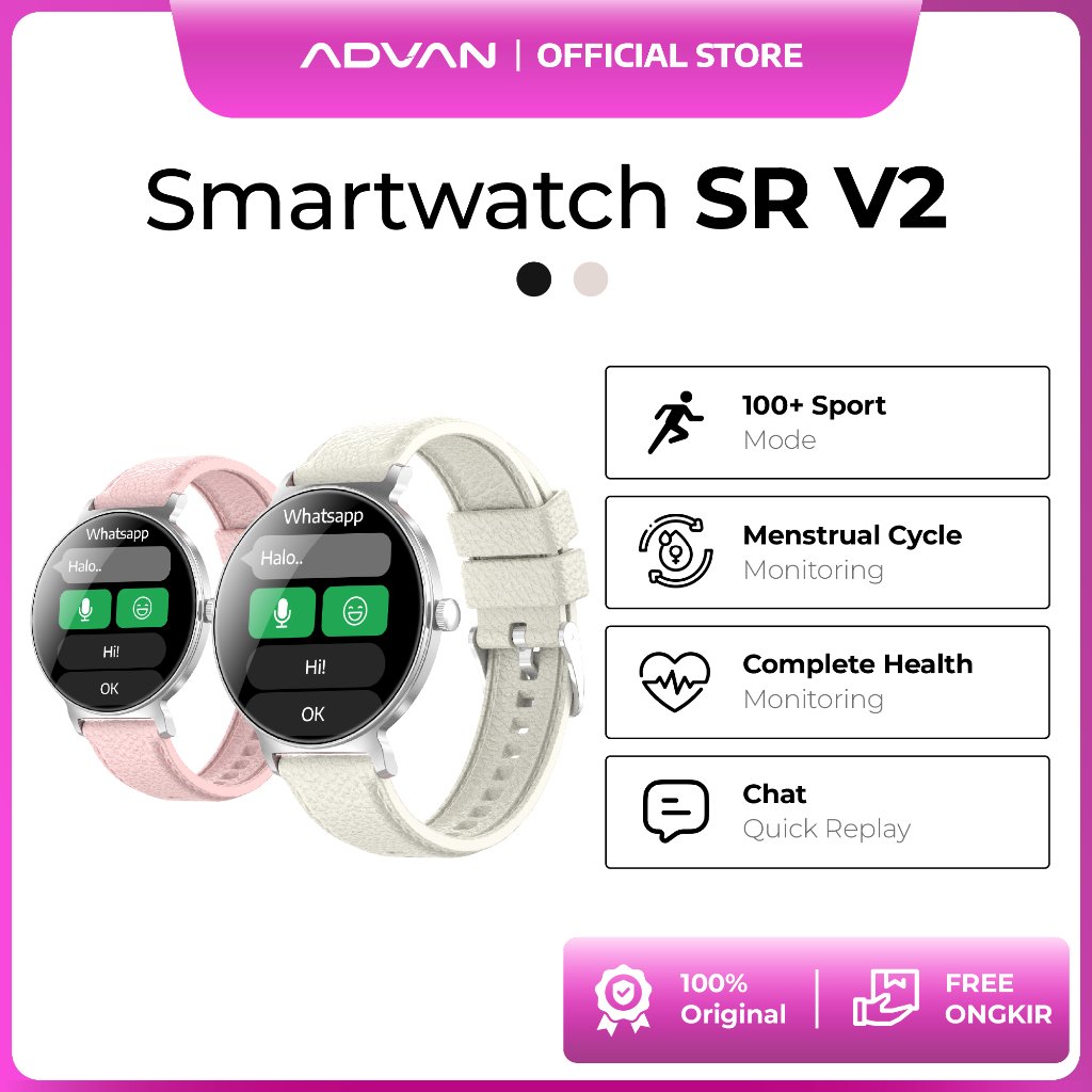 ADVAN Smartwatch SR V2 | AI Voice Assistant | Wireless Bluetooth Call | IP68 Waterproof | Ultra Thin