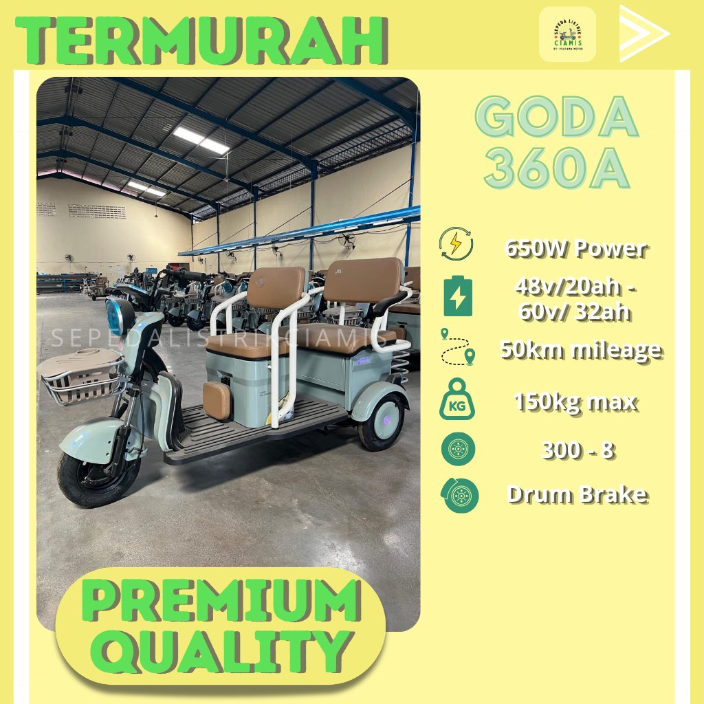 Sepeda Listrik Roda 3 GODA 360A - 100% Original - Bergaransi