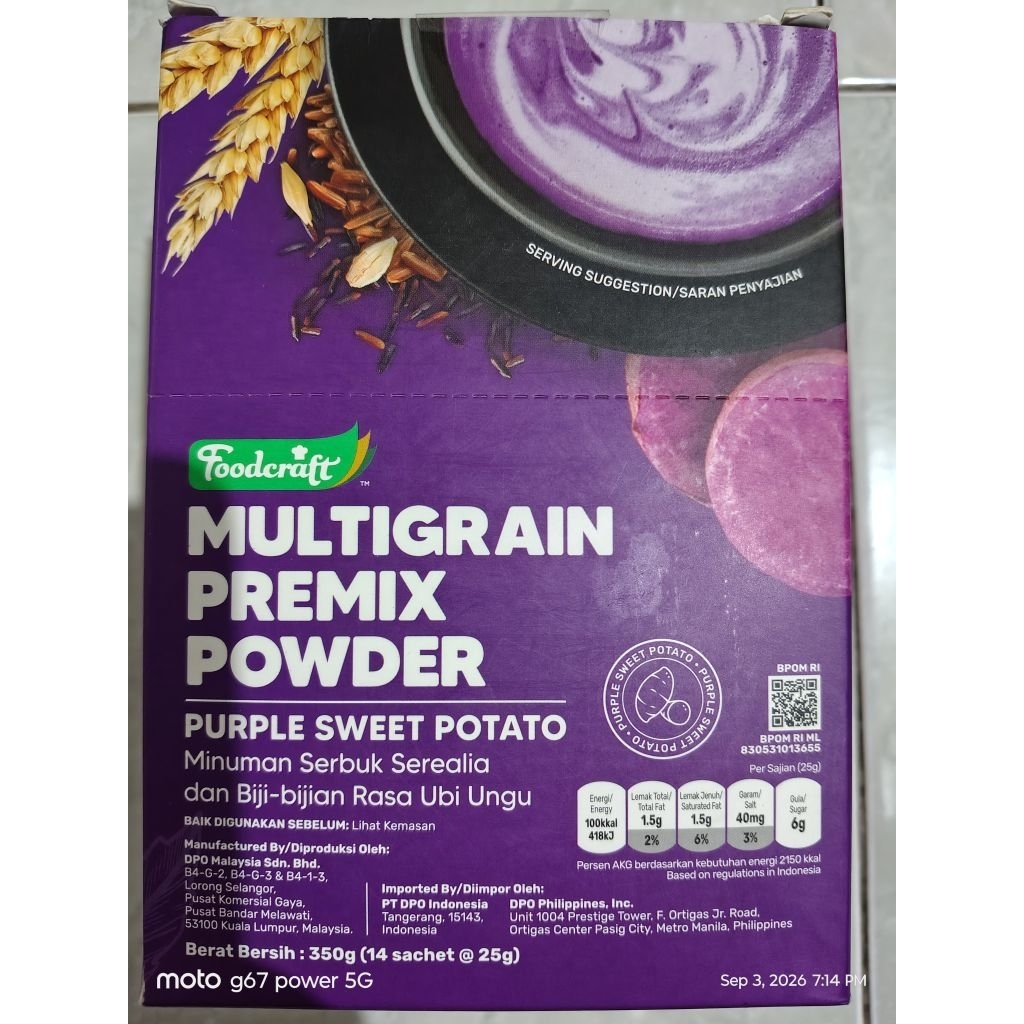 Sachetan Foodcraft Multigrain Premix Powder Purple Potato Sweet