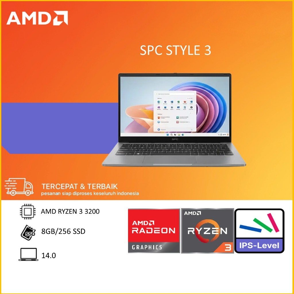 SPC STYLE 3 RYZEN 3 3200 8GB 256GB DOS 14.0FHD IPS BACKLITE
