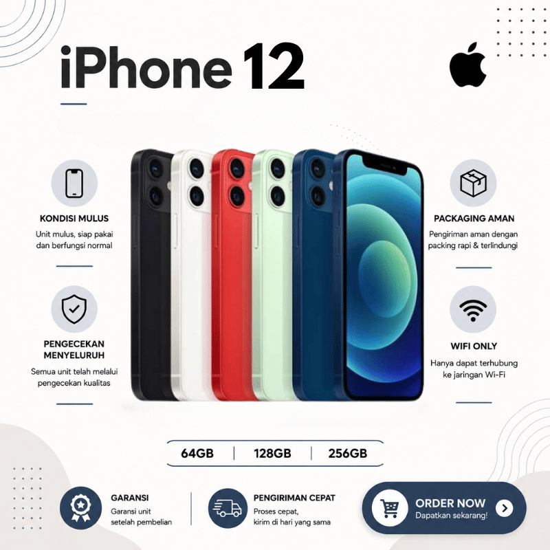 APPLE IPHONE12 128GB/64GB HP12 SECOND ORIGINAL BEKAS FULLSET SECOND WIFI ONLY LIKE NEW HP12