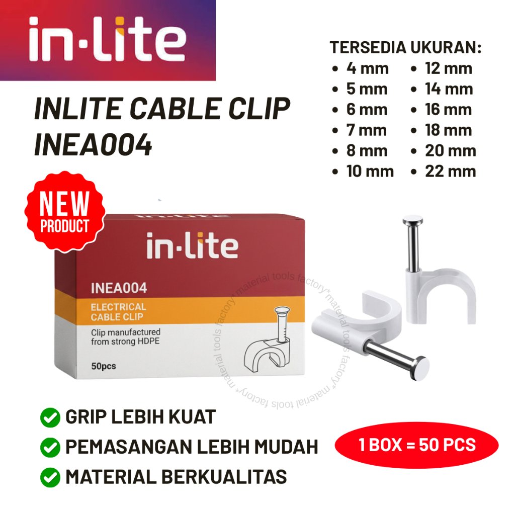 Klem Kabel - Klem Kabel Tembok - Cable Clip INLITE INEA004