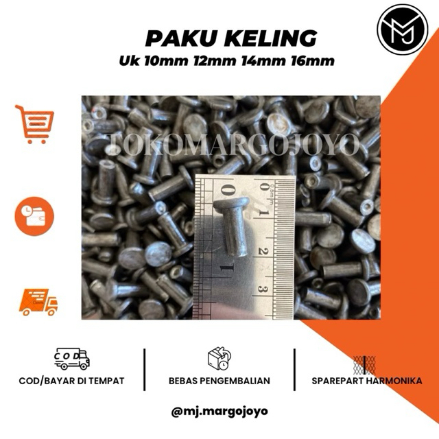 [1kg] Paku keling D5 panjang 10 12 14 16mm/ paku keling besi / paku jembatan / paku industri / paku 
