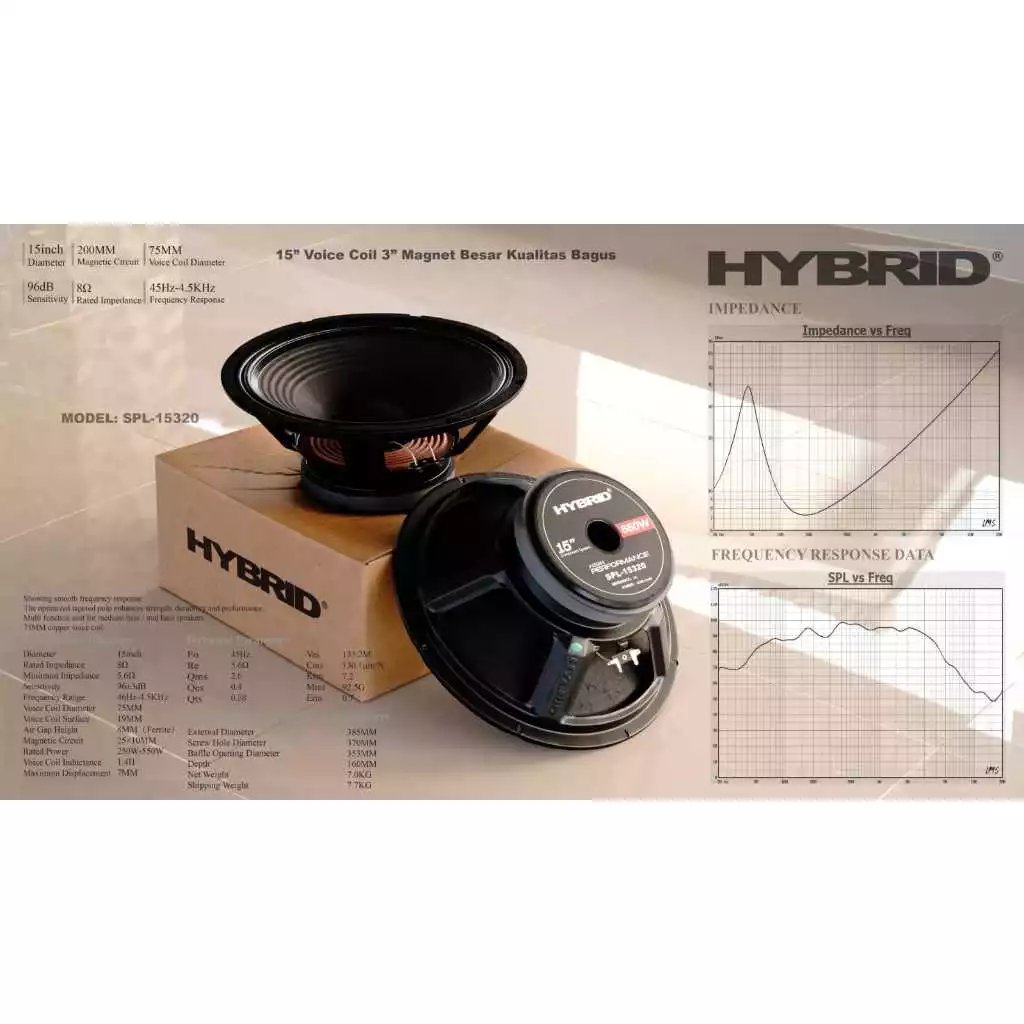 Speaker Komponen Hybird SPL 15320 Original 15 Inch Subwoofer Hybird SPL15320