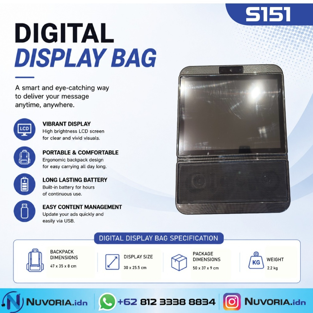 Digital Display Bag | Tas Display LED Backpack Screen Smart Bag | Tas LED Pixel Screen S151