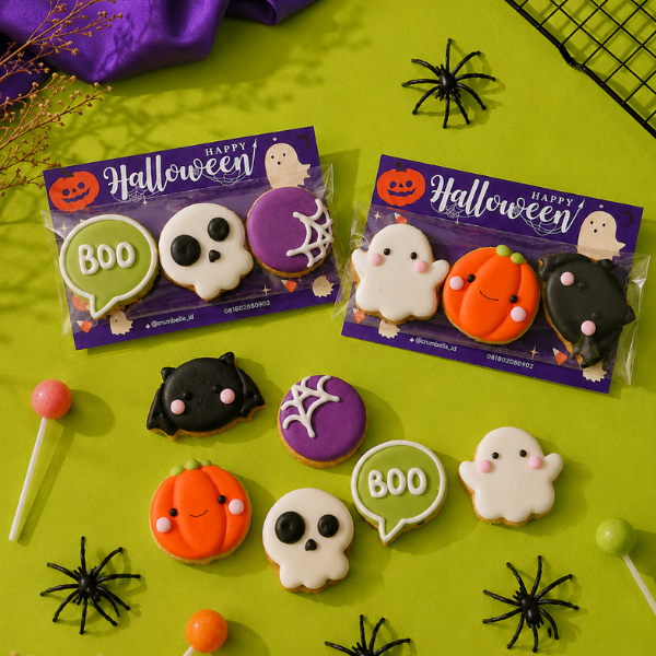3in1 Halloween Cookies – (3-4cm) Kukis Halloween / Kue Halloween / Icing Cookies / Decorated Cookies