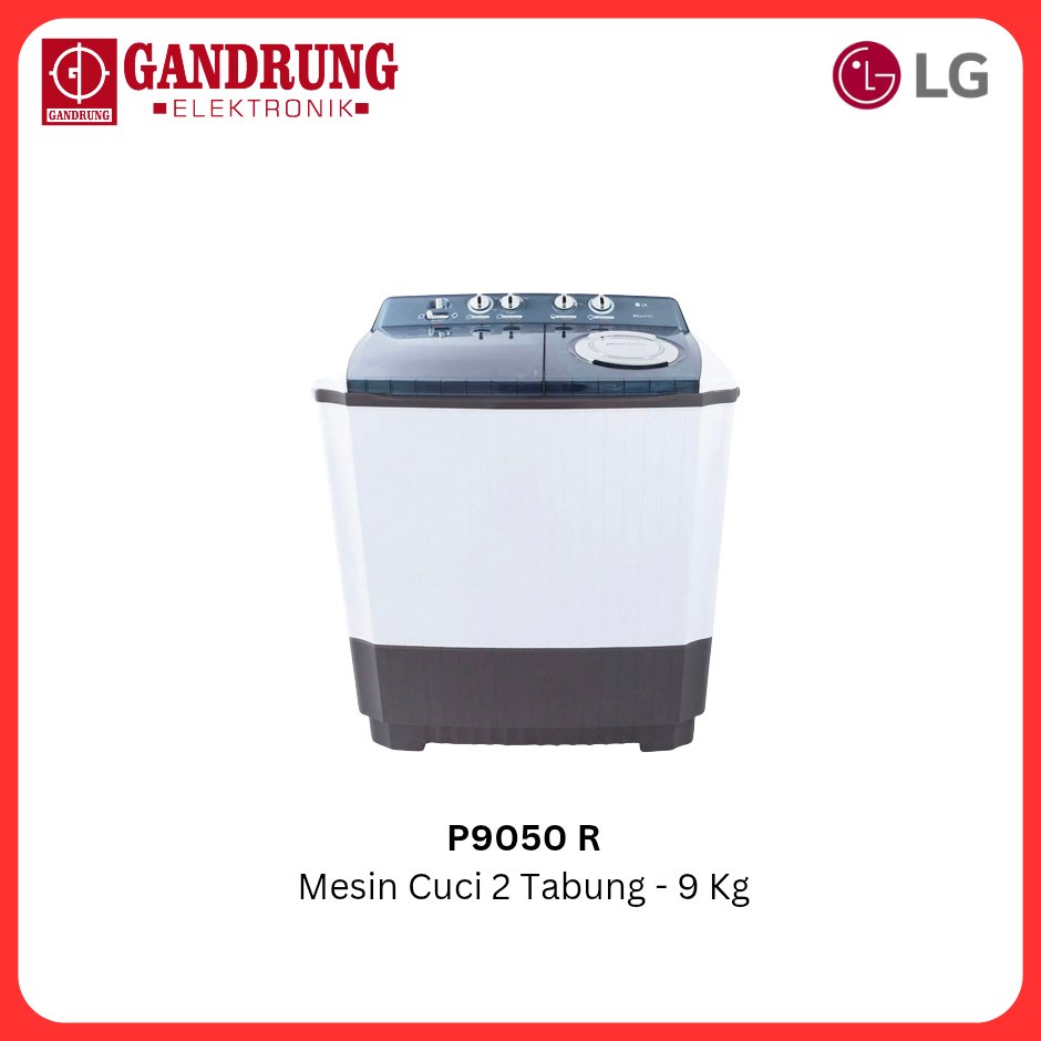 LG Mesin Cuci 2 Tabung / Twin Tab LG 9kg Roller Jet Pulsator - P9050R