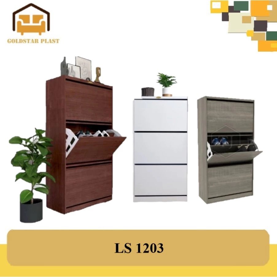 Rak Sepatu & Sandal/Lemari Sepatu 3 Pintu Minimalis LS 1203/ LS 1202
