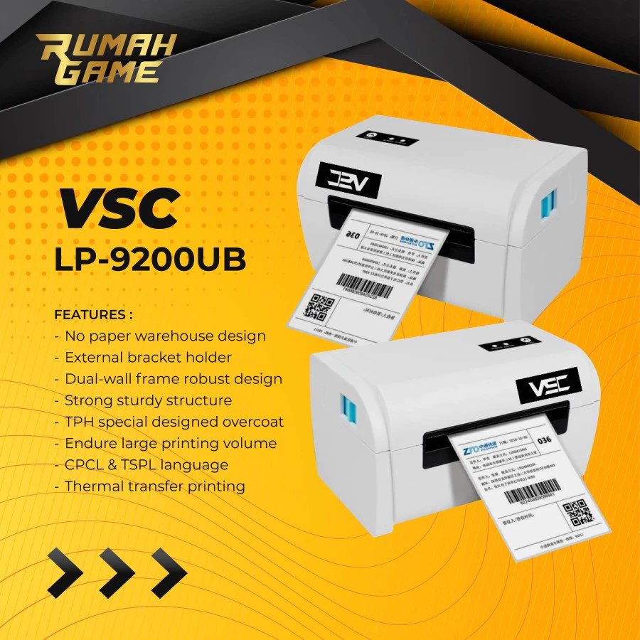 BARCODE PRINTER THERMAL BLUETOOTH VSC LP-9200UB SUPPORT 110MM / A6