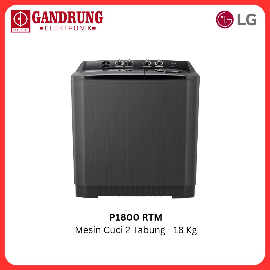 LG Mesin Cuci 2 Tabung / Twin Tab LG 18kg Roller Jet Pulsator - P1800RTM