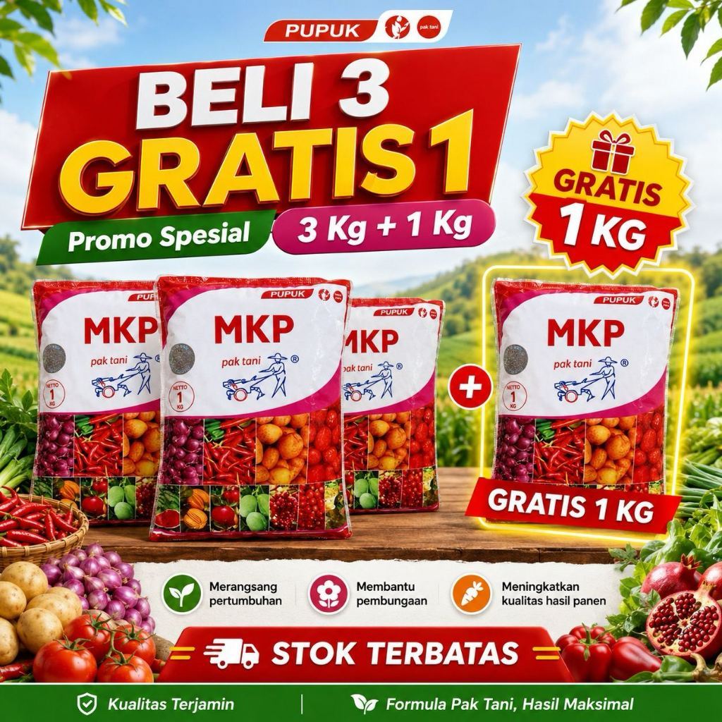 MKP Pak Tani 1KG Pupuk Buah Bunga P2O5 52% K2O 34% Promo Beli 3 Gratis 1