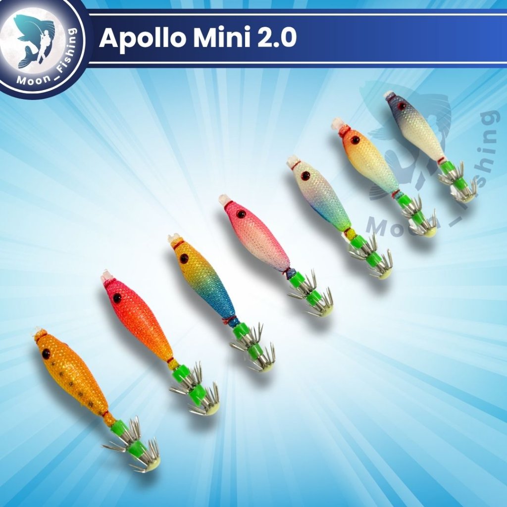 Umpan Pancing Cumi Apollo Mini Squid Jig 2.0 Glow in the dark
