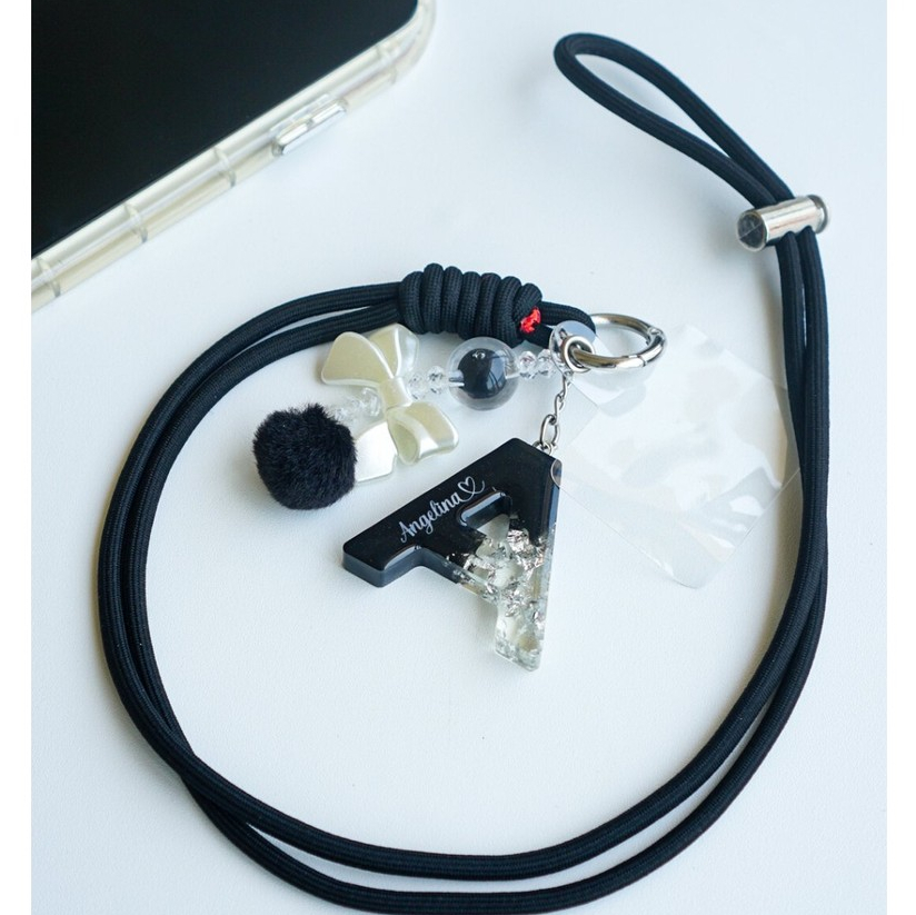 Lanyard Hp Huruf - Tali Gantungan Hp Kalung Huruf Bisa Custom Nama - Lucu Panjang Cross Body Selempa
