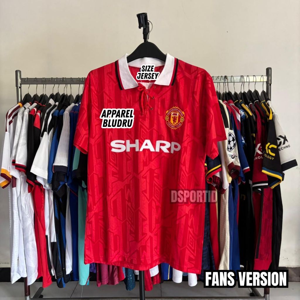 Retro Fans Jersey Manchester United Home 1992 1993 Baju Bola Mu Dsport