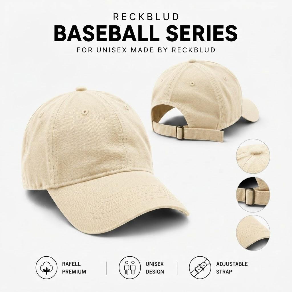 Reckblud - Topi Baseball Polos Premium Bahan Rafel Tebal & Nyaman - Hat Distro Casual Unisex Topi pe