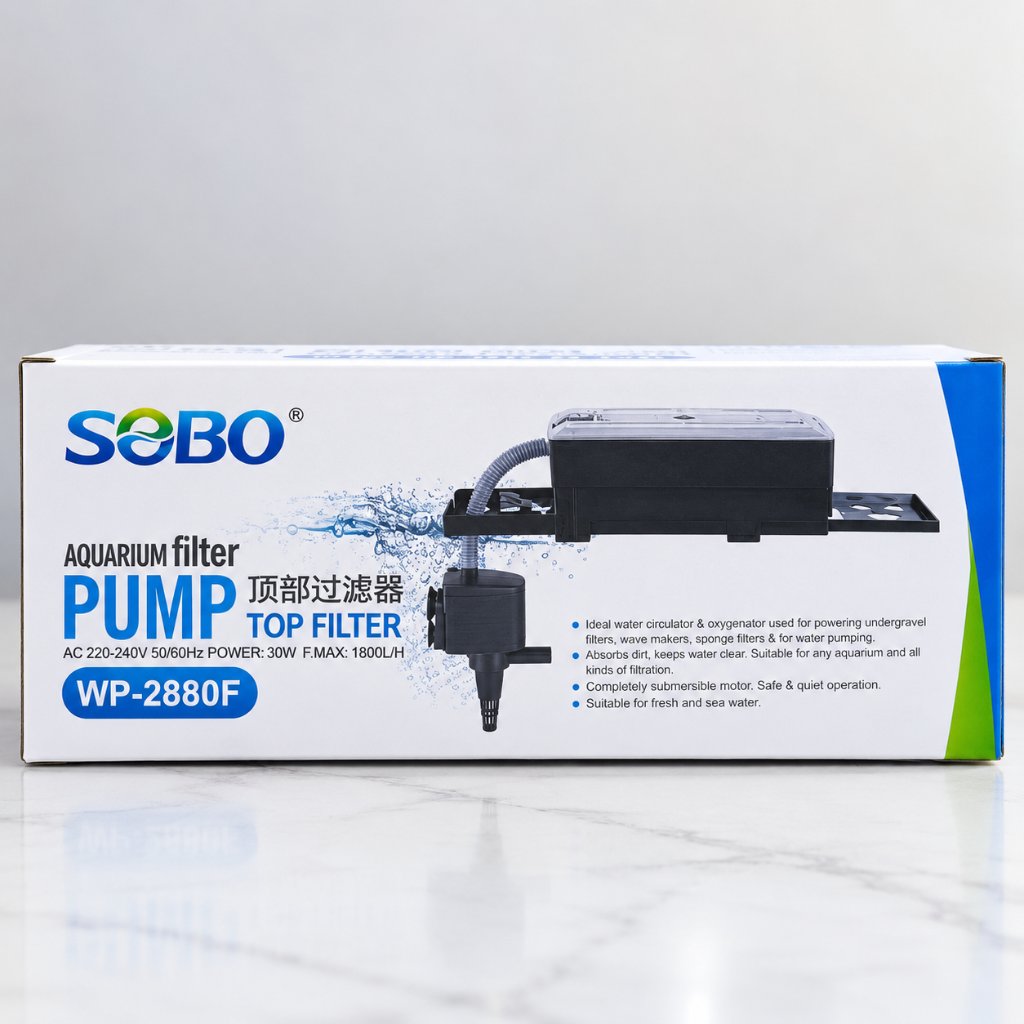 Aquarium Top Filter SOBO WP-2880F 1 Set KOMPLIT Pompa dan Box Filter