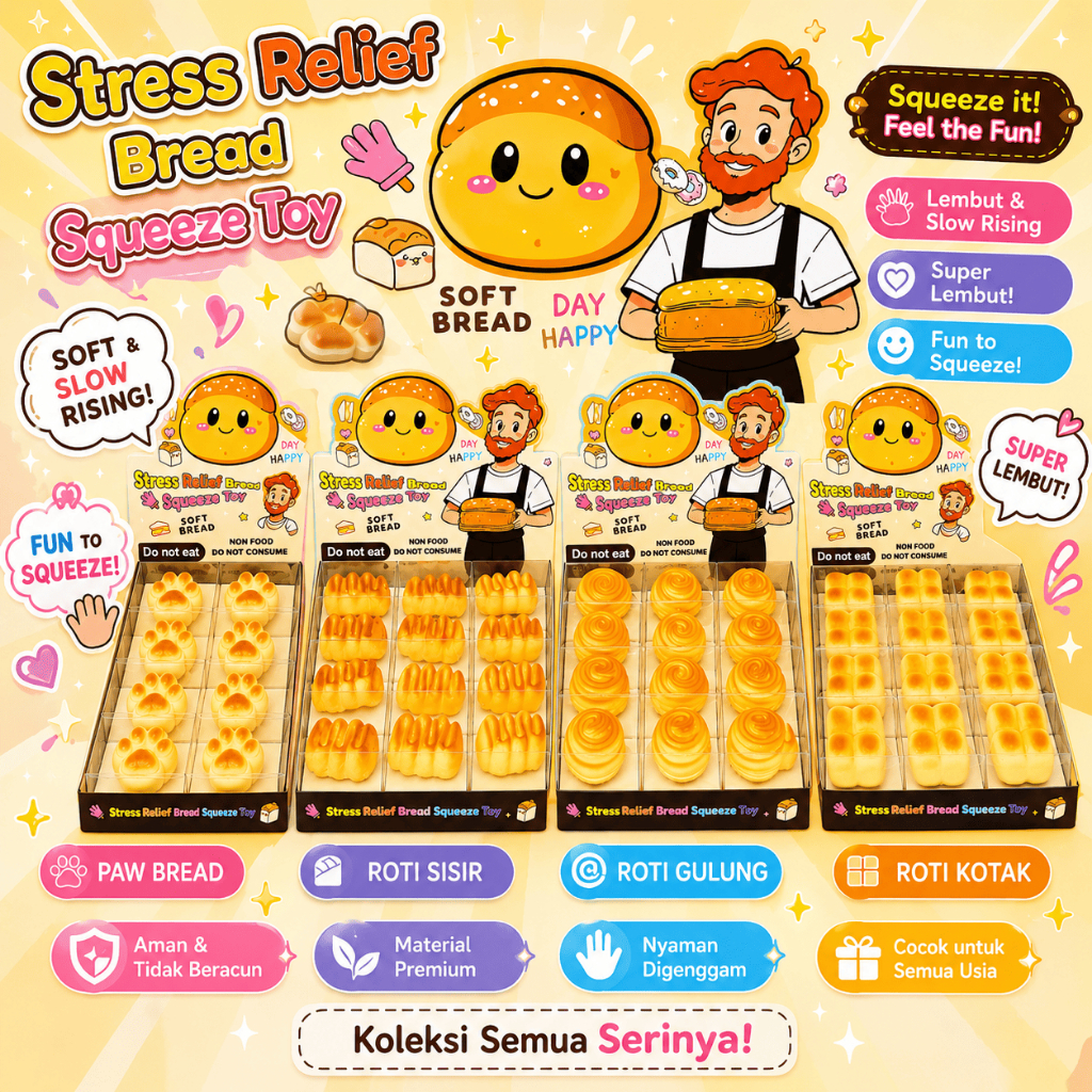 STRESS RELIEF BREAD - SQUEEZE TOY | SOFT&SLOW BREAD SQUISHY - REALISTIC SQUISHY