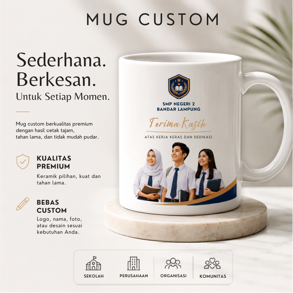 Custom Mug Gelas Nama / Logo Kado Ulang Tahun / Souvenir / Graduation / Anniversary