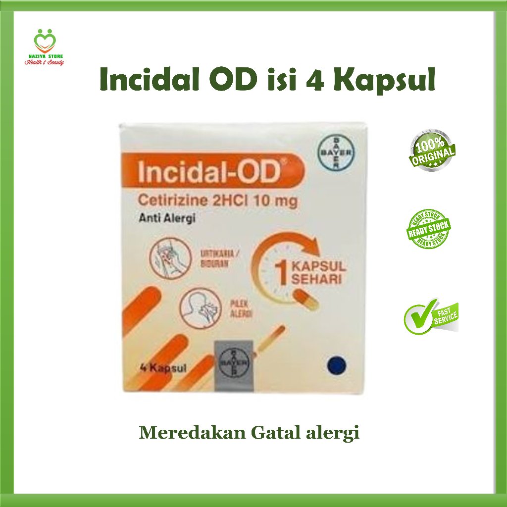 STRIP Incidal OD Gatal alergi Obat isi 4 Kapsul Tablet Insidal