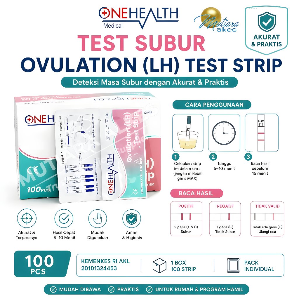 1BOX - OneHealth Ovulation LH Test Strip Masa Subur Wanita Alat Cek Tes Kesuburan Akurat Program Ham