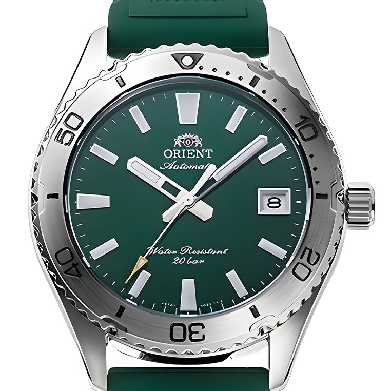 Orient Mako 40 Diver Jam Tangan Automatic Pria - Green Dial Green Rubber Strap - RA-AC0Q11E