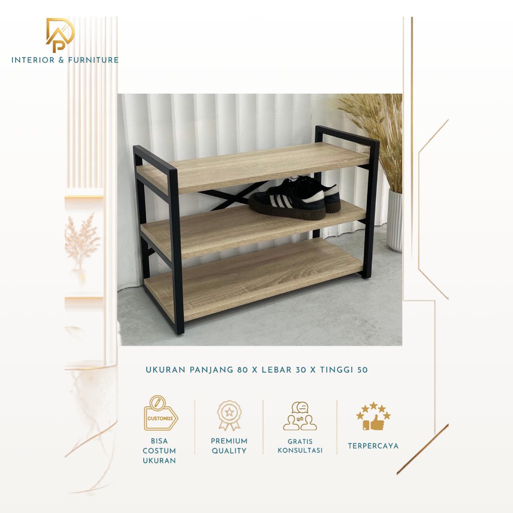 Rak Sepatu Industrial Full Kayu - DAP Interior & Furniture