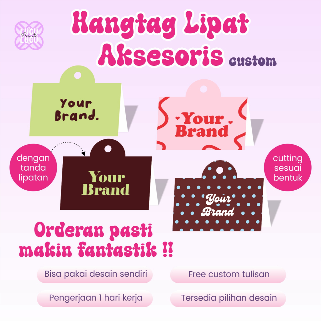 Hangtag Lipat Aksesoris Hang Tag Gantungan Label Kalung Keychain Scrunchie