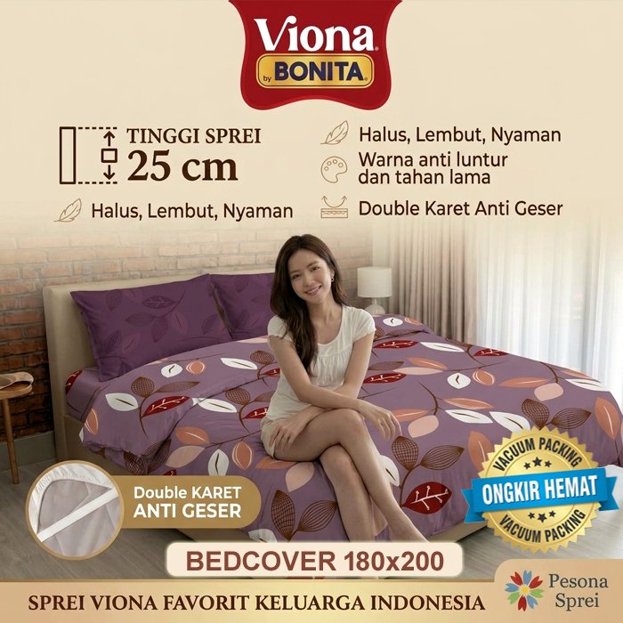 BEDCOVER BONITA VIONA KING SIZE / BEDCOVER BONITA 180x200 FLAT SET / BONITA BEDCOVER KING