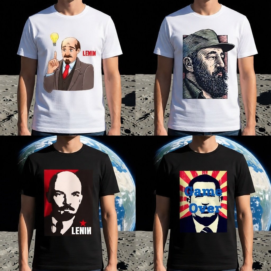 Baju Kaos Tshirt T Shirt Pria Laki Cowok Cewek Perempuan Unisex Tokoh Vladimir Lenin Fidel Castro Hu