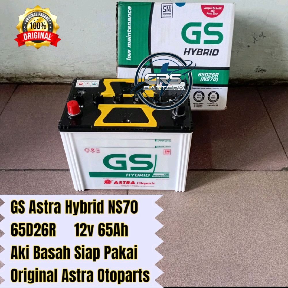 Aki Mobil GS Astra Hybrid NS70 - 65D26R 12v 65Ah Accu Basah Siap Pakai