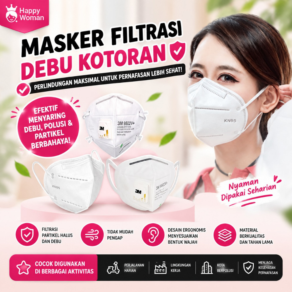 Masker All Type 9001 N95 9501V+ 9502V+ Anti Polusi Asap Debu Bakteri Face Mask