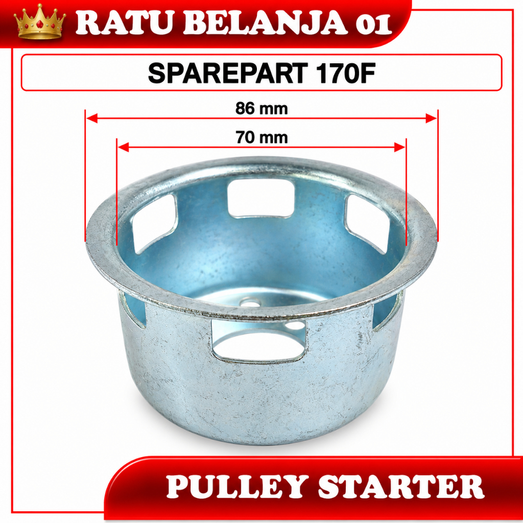 170F PULLEY STARTER AIR COOLED DIESEL ENGINE, PULI STARTER, MANGKOK STARTER UNTUK MESIN DIESEL