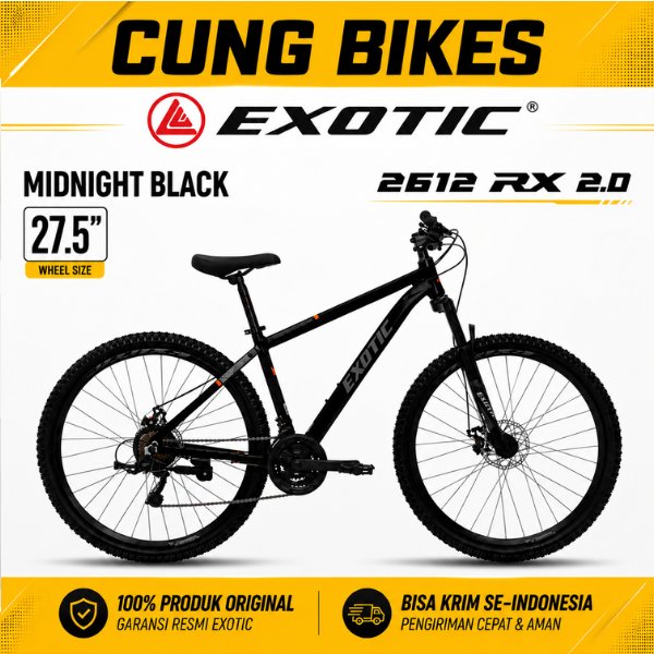 Sepeda gunung Exotic 2612 RX 2.0 - 27,5 Inch Frame Alloy 2x8 Speed Cakram Disk