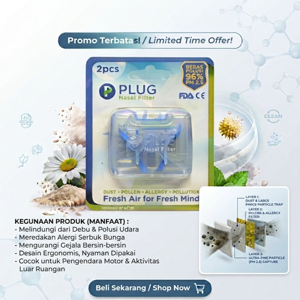 MASKER / FILTER HIDUNG / PLUG NASAL FILTER REFIL/ FILTER HIDUNG/MASKER HIDUNG YANG SIMPLE (1box 2 pc