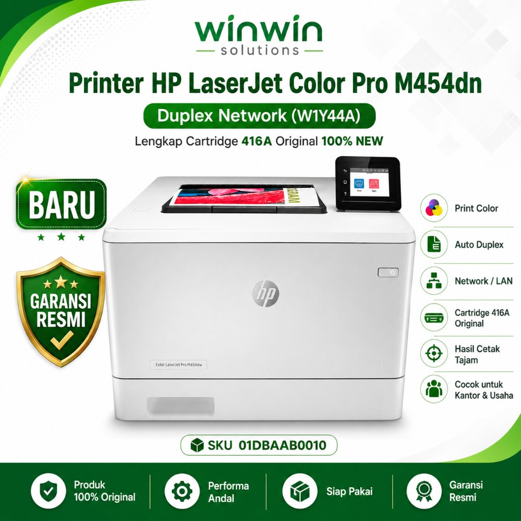 PRINTER HP COLOR LASERJET PRO M454DN M454 100% BARU GARANSI RESMI LENGKAP SEMUA ADA KABEL, CARTRIDGE