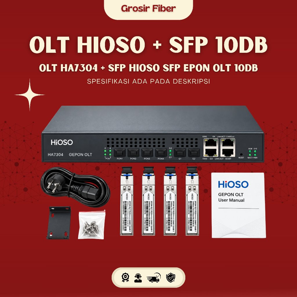 SPECIAL BUNDLING Hioso OLT Epon HA7304 4 PORT PON + Hioso SFP EPON OLT PX20+++++ 10DB 1.25G 20KM