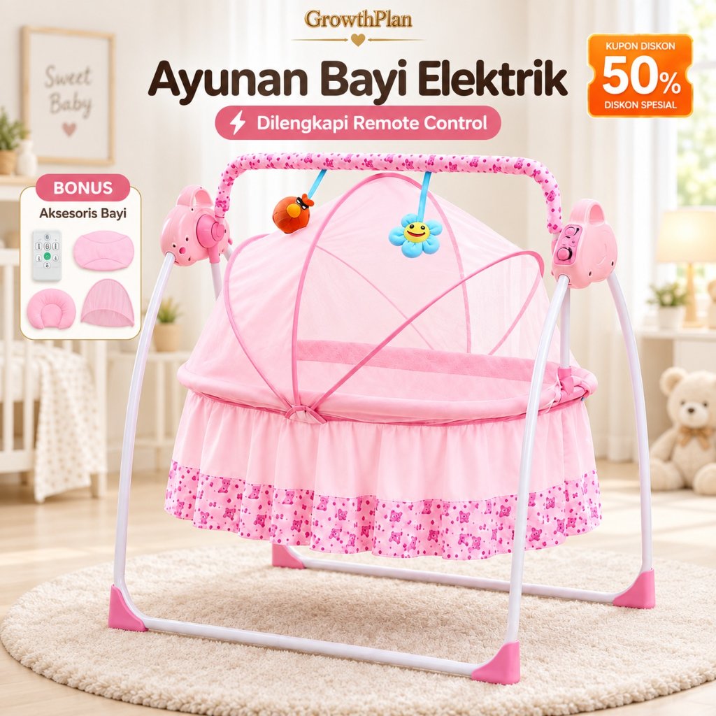 Ayunan Bayi Otomatis Tempat Tidur Bayi Goyang Ayunan Remote Control Tempat Tidur Bayi Yang Aman Deng