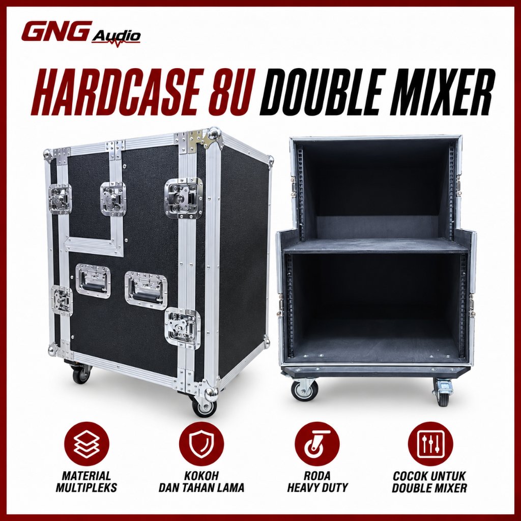 Box Hardcase Double 8U Plus Mixer Rak Kotak Aksesoris Audio  Sound System  I GNG AUDIO