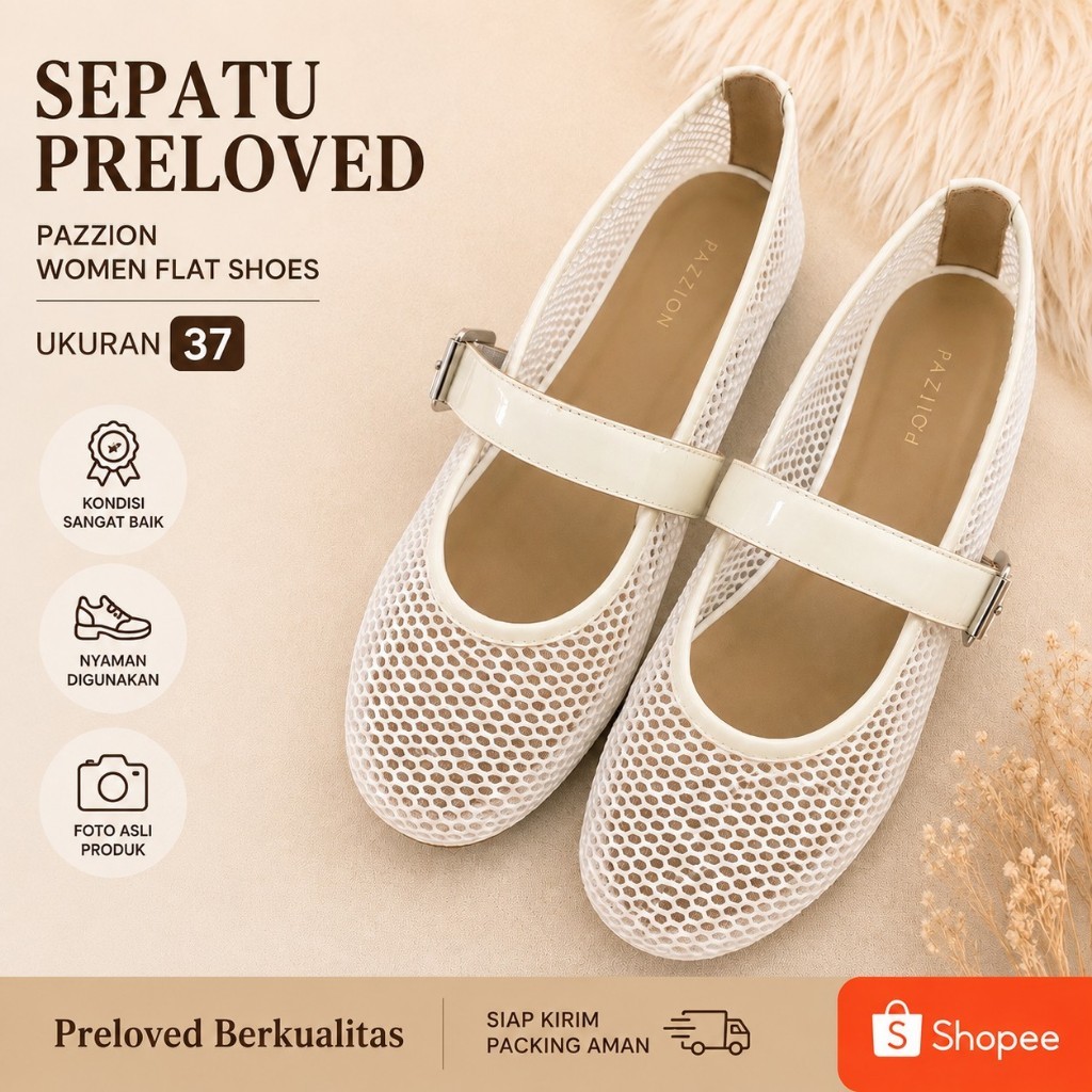 [PRELOVED] Pazzion Original Preloved Mesh Flat Shoes – White Elegant | Size 37
