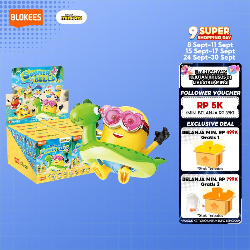 BLOKEES Minions Blind Box Mokoo series-02  SUMMER BELLO | Blind Box Plastic Model Action Figure Birt