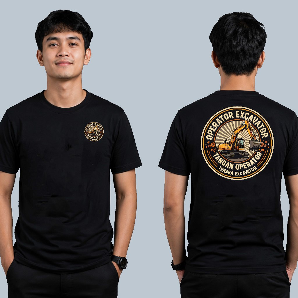 Kaos Operator Excavator Lengan Pendek Tangan Operator Tenaga Excavator