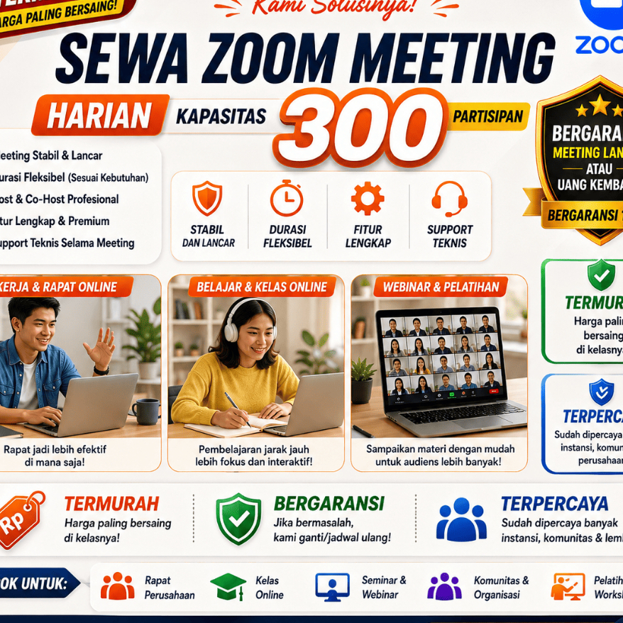 Sewa Harian Meeting 300 Peserta Zoom