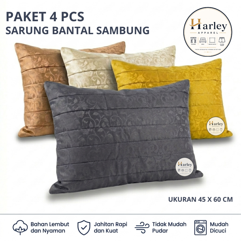 Paket 4 Pcs Sarung Bantal Sambung Grosir Lembut Nyaman / Sarung Bantal Sambung Kamar Tidur Termurah