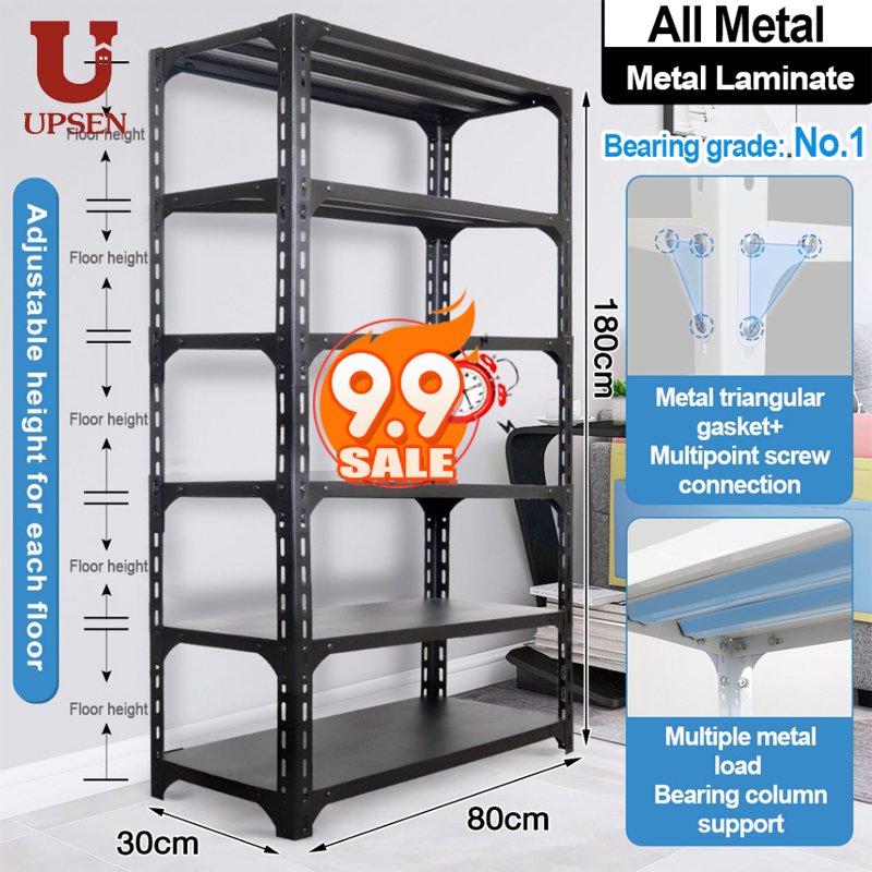 100% BESI Rak Besi Susun 120*40*200CM Rak besi siku 5 susun Rak barang Rak gudang Rak dapur Rak Buku