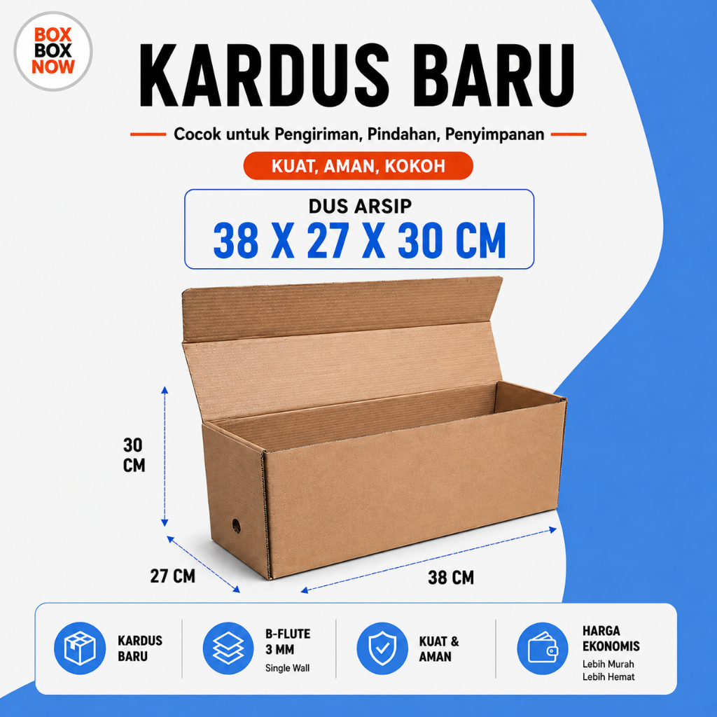 38 X 27 X 30 CM KARDUS ARSIP ARCHIVE BOX FILE DOKUMEN KARTON TEBAL 3 MM
