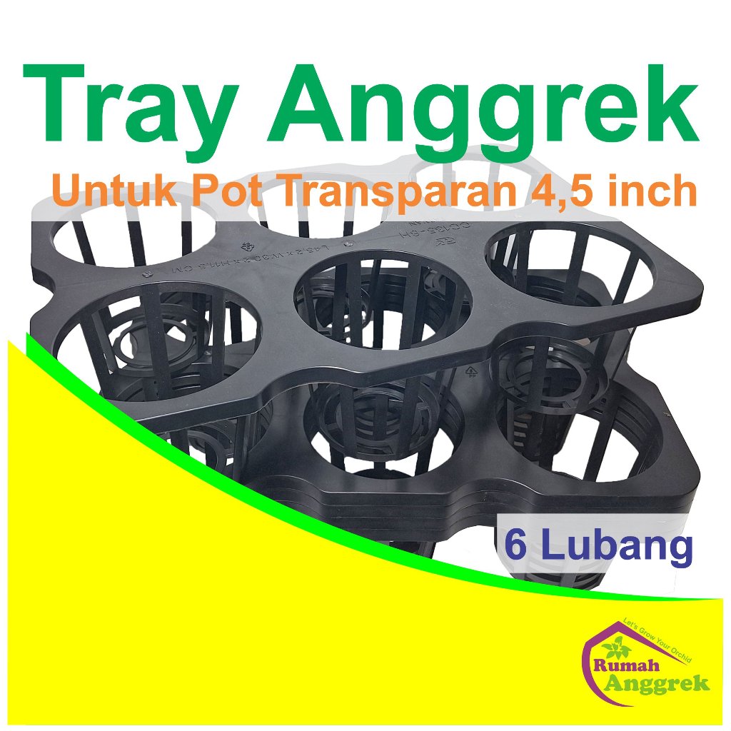Tray Anggrek 6 lubang 2-4 Pcs pot transparan Jumbo 4,5 inch/14 cm anggrek bibit trey fleksibel cup