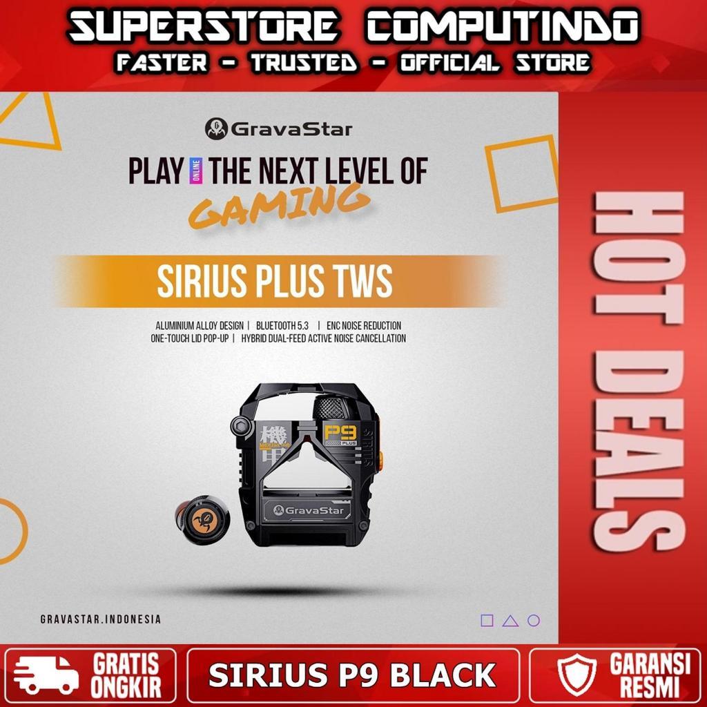 GravaStar Sirius Plus P9 ANC TWS Earbuds Matte Black Bluetooth Wireless Headset dengan Bass Mantap &
