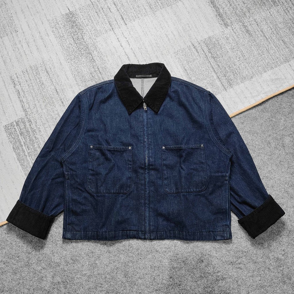 Uniqlo Zip Up Short Jacket Jaket Outer Luaran Denim