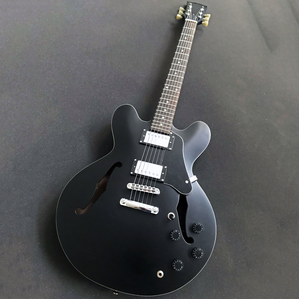 Gitar Elektrik Custom Gibson ES 335 Solid Black Matte Semi Hollowbody Standart